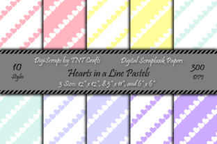 Download Pastel Hearts in a Line Digital Scrapbook Paper Pack - Digital Collection
