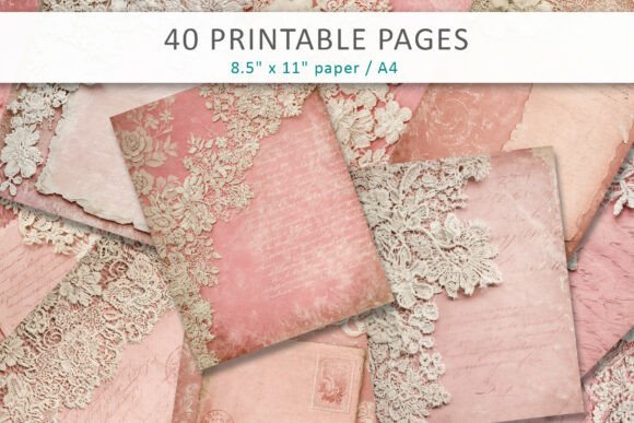 Download Pink Vintage Lace Digital Paper Pack - Digital Collection