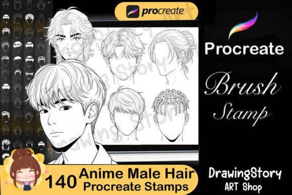 Download 140 Anime Male Hair Stamp Brushes - Anime Collection