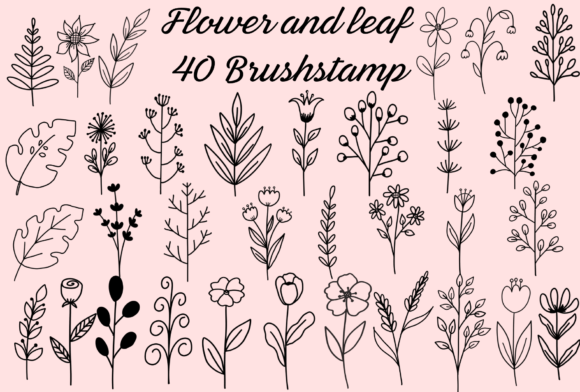 Download Flower and Leaf Brush Stamp - Premium Resources