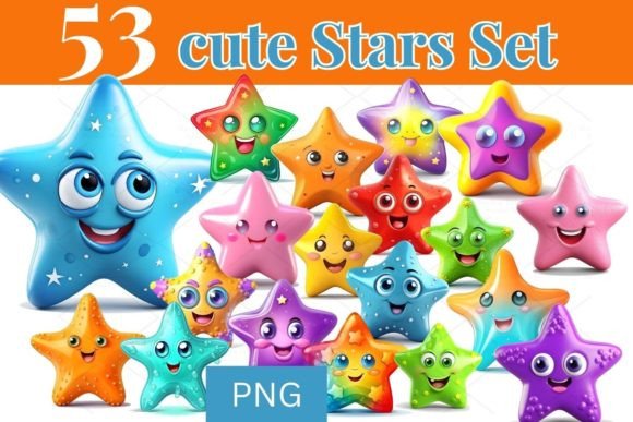 Download 53 Digital Cute Star Clip Art Set 709 - Digital Collection