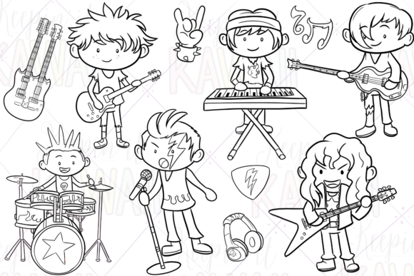 Download Rock Star Boys Digital Stamps - Digital Collection
