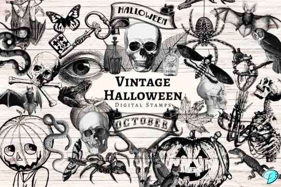 Download Vintage Halloween Digital Stamps - Digital Collection
