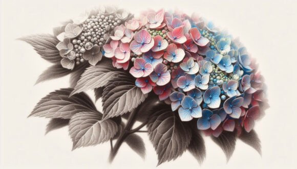 Download A Charcoal Piece of a Hydrangea Bush in - Premium Resources