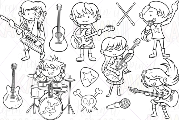 Download Rock Star Girls Digital Stamps - Digital Collection