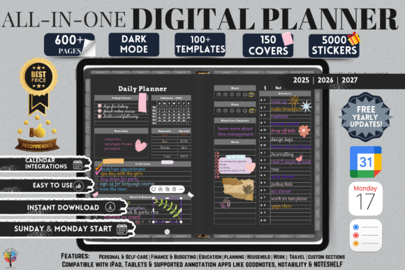 Download Dark Mode All in One Digital Planner - Digital Collection
