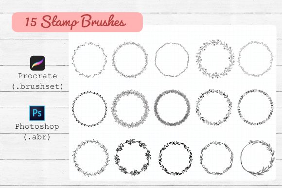 Download 15 Wreath Brushes Procreate ,Photoshop - Wreath brushes procreate Collection