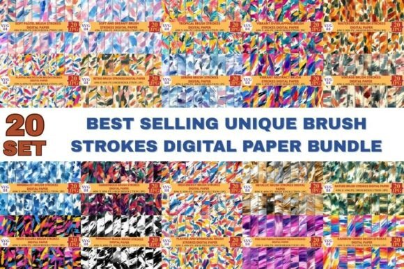 Download Amazing Brush Strokes Digital Paper Bundle - Digital Collection
