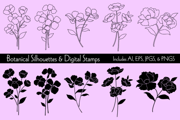 Download Botanical Silhouettes &amp; Digital Stamps - Digital Collection