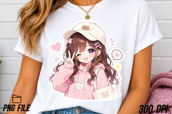 Download Cute Anime Girl Sticker PNG Sublimation - Anime Collection
