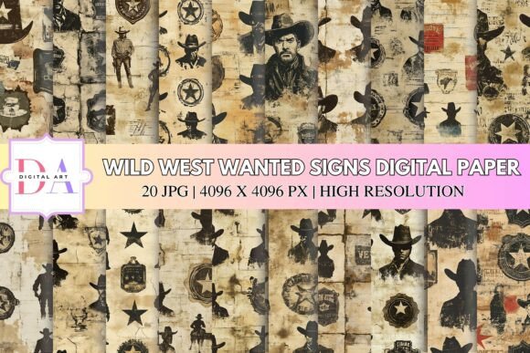 Download Wild West Wanted Signs Digital Paper - Digital Collection