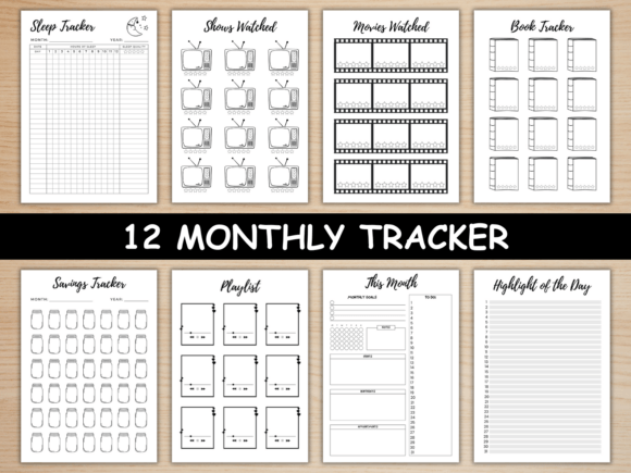 Download Monthly Trackers Bundle, Digital Planner - Digital Collection